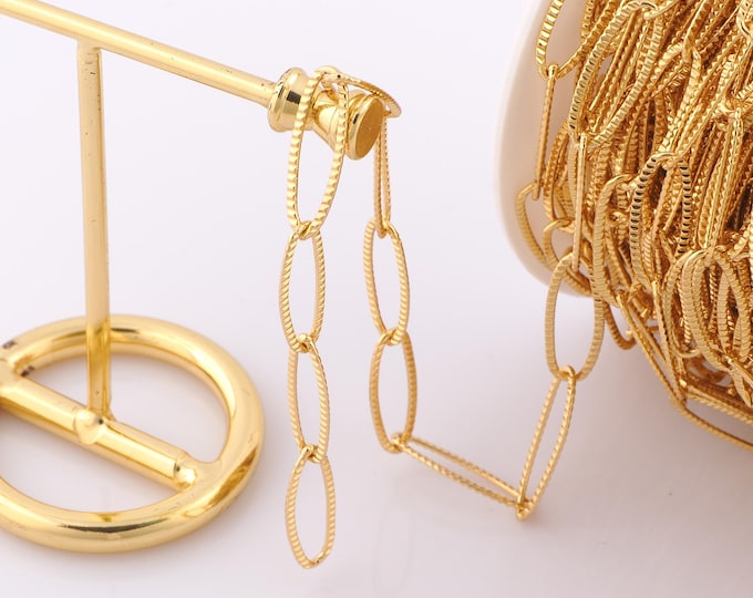 1 Meter Gold Paper Clip Chain, 18K Gold Filled Semi Finished Chain, Specialty Chains, DIY Jewelry Making Supplies