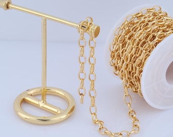 1 Meter Gold Rolo Chain, 18K Gold Filled Semi Finished Chain, Specialty Chains, DIY Jewelry Making Supplies