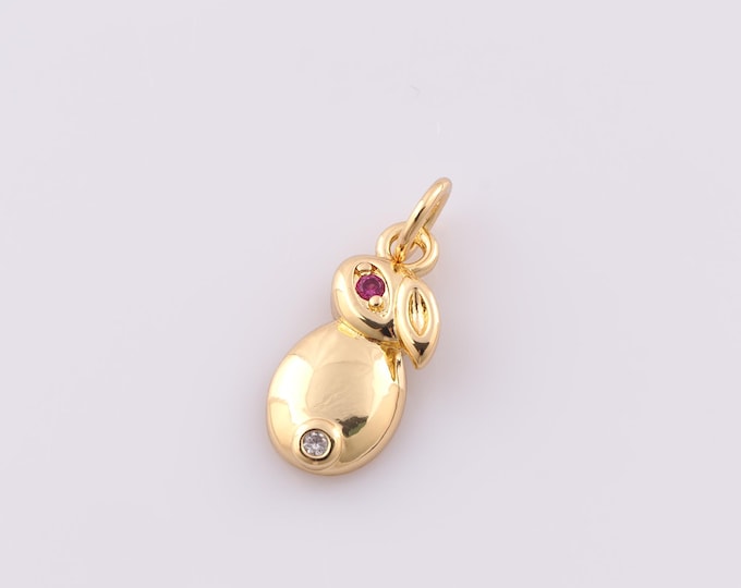 1 pcs Gold CZ Rabbit Pendant,18K Gold Filled Rabbit Charm,Animal Charms,DIY Bracelet Necklace Jewelry Making Findings Supply
