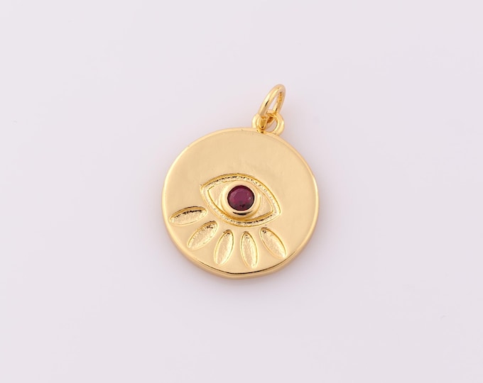 1 pcs Gold Evil Eye Pendant,18K Gold Filled Devil Eye Charm,Eye Charm DIY Bracelet Necklace Jewelry Making Findings Supply