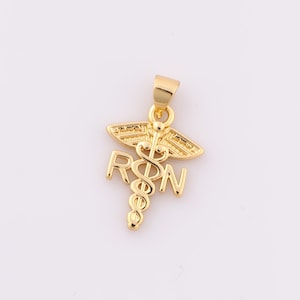 1 st guld hänge för legitimerad sjuksköterska, 18K guldfylld medicinsk berlock, bokstavsberlock gör-det-själv armband halsband smyckestillverkning material