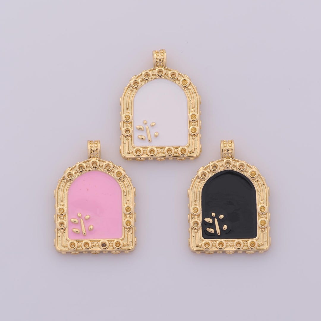 Window Pendant 1 Pcs Gold Enamel Window Pendant,18k Gold Filled Window Charm,window ...