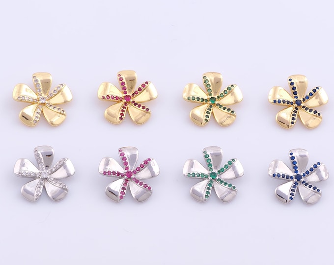 1 pcs Gold CZ Daisy Pendant,18K Gold Filled Flower Charm,Daisy Charms DIY Bracelet Necklace Jewelry Making Findings Supply