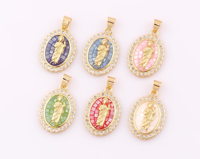 1 pcs Gold St.Juda Pendant,18K Gold Filled Religion Charm,Saint Jude Charm DIY Bracelet Necklace Jewelry Making Findings Supply