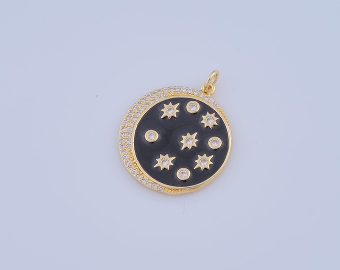 1 pcs Gold CZ Star Pendant,18K Gold Filled Moon Charm,Star Charm DIY Bracelet Necklace Jewelry Making Findings Supply