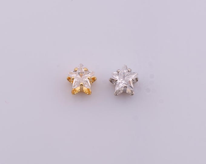 1 pcs 18K Gold Filled CZ Star Spacer Beads,Celestial Beads,Starburst Beads for DIY Jewelry Making Findings Supply