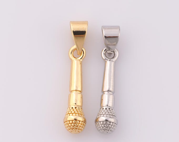 1 pcs Gold Microphone Pendant,18K Gold Filled Microphone Charm,Microphone Charm DIY Bracelet Necklace Jewelry Making Findings Supply