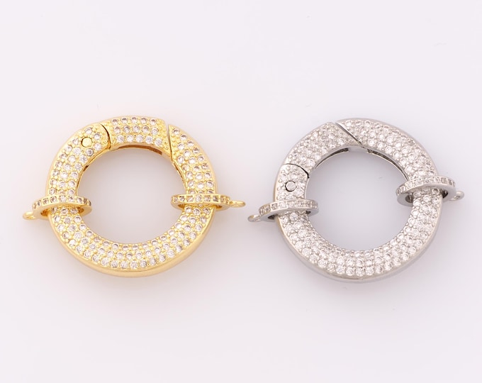 1 pcs Gold Push Door Clasp,18K Gold Filled Round Clasp,Snap Clasp for DIY Bracelet Necklace Jewelry Making Findings Supply