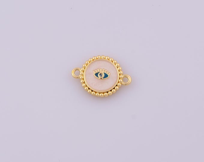 1 pcs Gold CZ Evil Eye Connector,18K Gold Filled Enamel Devil Eye Connector,DIY Bracelet Necklace Jewelry Making Findings Supply
