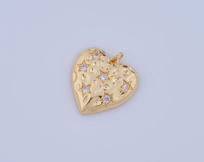 1 pcs Gold CZ Heart Pendant,18K Gold Filled Heart Charm,Heart Charm DIY Bracelet Necklace Jewelry Making Findings Supply