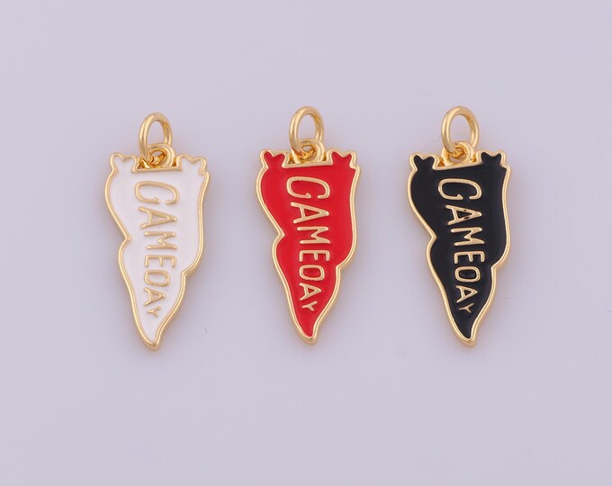 1 pcs Gold Enamel GAMEDAY Pendant,18K Gold Filled Game Day Charm,Letter Charms DIY Bracelet Necklace Jewelry Making Findings Supply