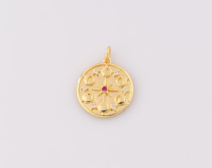 1 pcs Gold CZ Polaris Pendant,18K Gold Filled North Star Charm,Polaris Charms,DIY Bracelet Necklace Jewelry Making Findings Supply