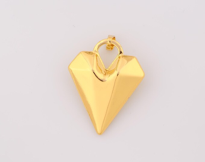 1 pcs Gold Heart Pendant,18K Gold Filled Heart Charm,Heart Charms DIY Bracelet Necklace Jewelry Making Findings Supply