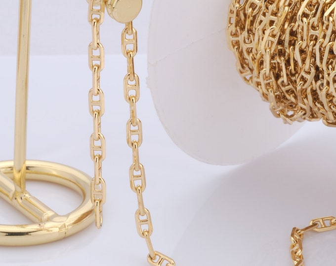 1 Meter Gold Cable Chain, 18K Gold Filled Semi Finished Chain, Specialty Chains, DIY Jewelry Making Supplies