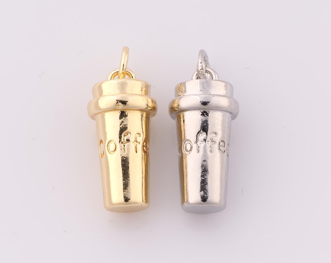 1 pcs Gold Coffee Cup Pendant,18K Gold Filled Coffee Charm,Minimalist Charm DIY Bracelet Necklace Jewelry Making Findings Supply