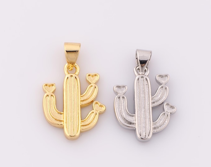 1 pcs Gold Cactus Pendant,18K Gold Filled Cactus Charm,Cactus Charm DIY Bracelet Necklace Jewelry Making Findings Supply