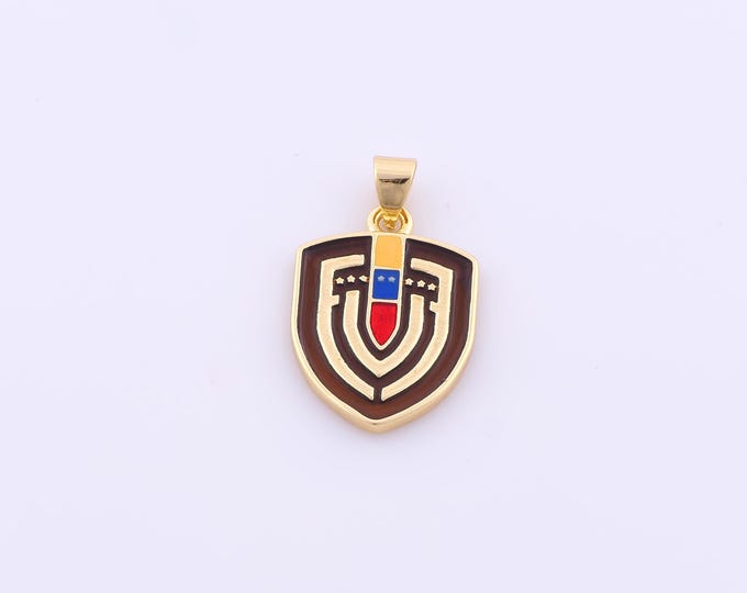 1 pcs Gold Enamel Venezuela Team Logo Pendant,18K Gold Filled Venezuela Charm,Team Logo Charms DIY Necklace Jewelry Making Findings Supply