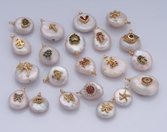 1 Pcs Pearl Evil Eye Pendant,Pearl CZ Butterfly Charm,Hamsa Charm DIY Bracelet Necklace Jewelry Making Findings Supply
