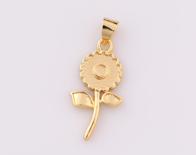 1 pcs Gold Flower Pendant,18K Gold Filled Flower Charm,Flower Charm DIY Bracelet Necklace Jewelry Making Findings Supply