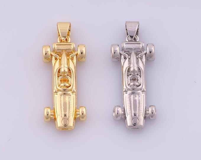 1 pcs Gold F1 Racing Pendant,18K Gold Filled Racing Charm,F1 Racing Charms DIY Bracelet Necklace Jewelry Making Findings Supply