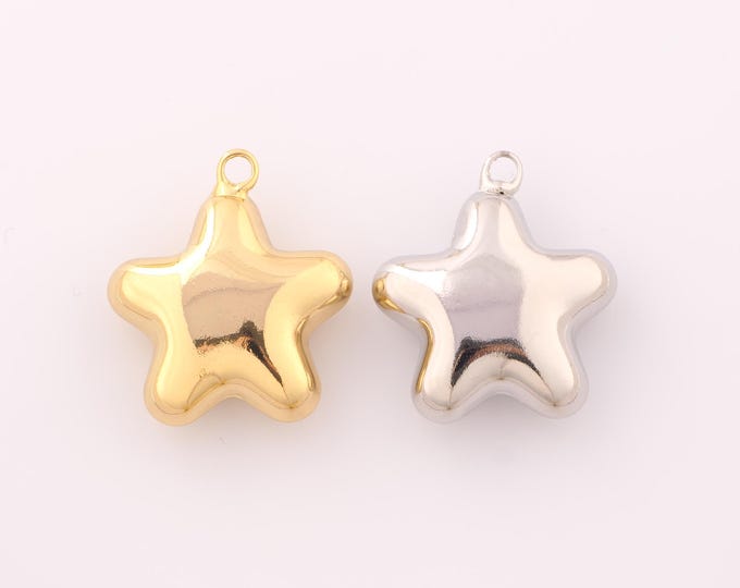 1 pcs Gold Puffed Star Pendant,18K Gold Filled Puffed Star Charm,Puffed Star Charms DIY Bracelet Necklace Jewelry Making Findings Supply