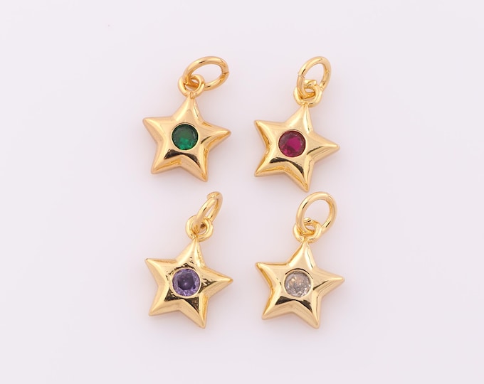 1 pcs Gold CZ Star Pendant,18K Gold Filled Star Charm,Star Charm DIY Bracelet Necklace Jewelry Making Findings Supply