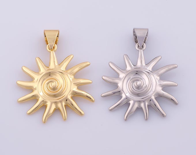 1 pcs Gold Sun Pendant,18K Gold Filled Celestial Charm,Sunburst Charms DIY Bracelet Necklace Jewelry Making Findings Supply