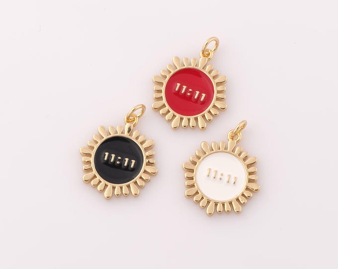 1 pcs Gold Enamel Time Pendant,18K Gold Filled Digital Charm,Flower Charm DIY Bracelet Necklace Jewelry Making Findings Supply