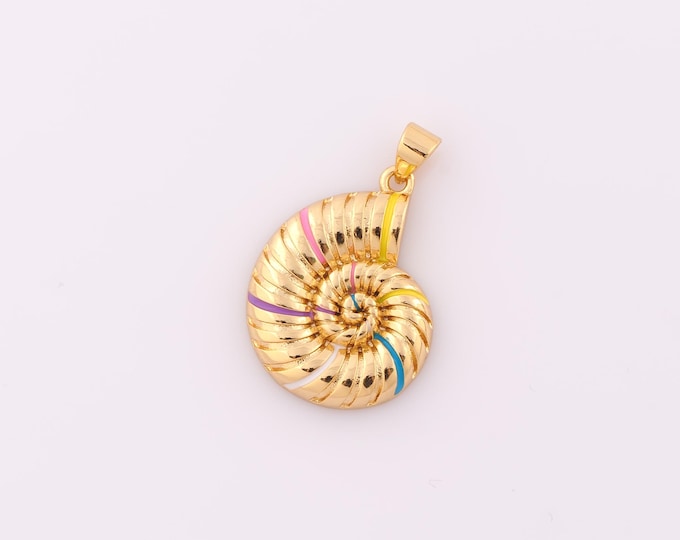 1 pcs Gold CZ Snail Shell Pendant,18K Gold Filled Snail Shell Charm,Snail Shell Charm DIY Bracelet Necklace Jewelry Making Findings Supply