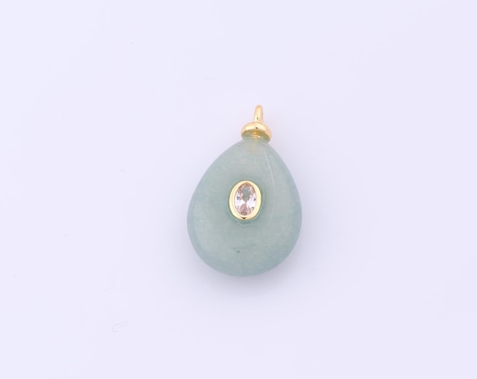 1 pcs Gold Energy Stone Pendant,18K Gold Filled Natural Stone Charm,Stone Charms DIY Bracelet Necklace Jewelry Making Findings Supply