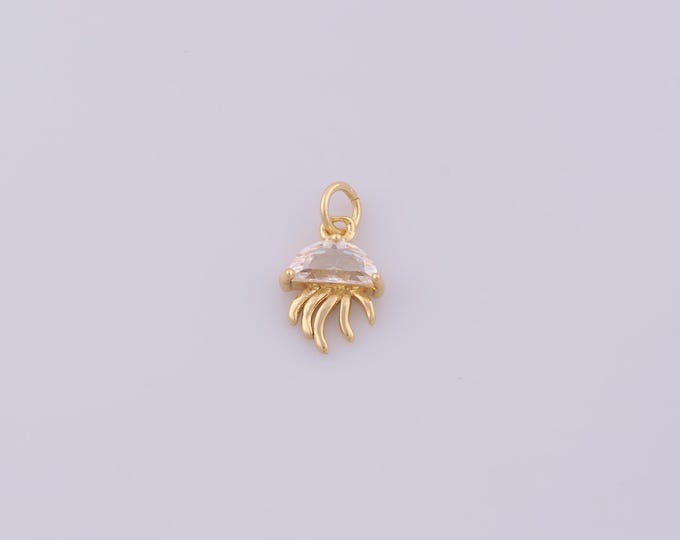 1 pcs Gold CZ Jellyfish Pendant,18K Gold Filled Marine Life Charm,Jellyfish Charms DIY Bracelet Necklace Jewelry Making Findings Supply