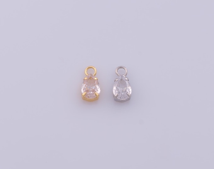 1 pcs Gold CZ Water Drop Pendant,18K Gold Filled Tear Drop Charm,Water Drop Charms DIY Bracelet Necklace Jewelry Making Findings Supply