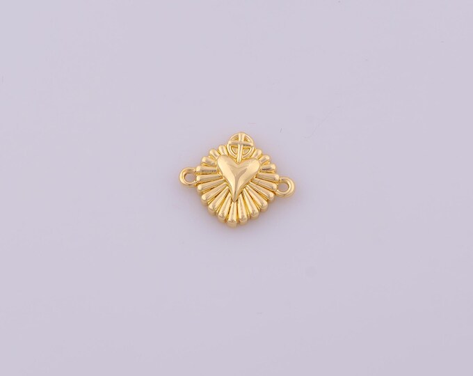 1 pcs Gold Sacred Heart Connector,18K Gold Filled Heart Connector,DIY Bracelet Necklace Jewelry Making Findings Supply