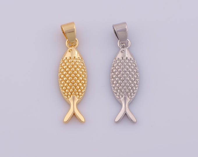 1 pcs Gold Fish Pendant,18K Gold Filled Marine Life Charm,Fish Charms DIY Bracelet Necklace Jewelry Making Findings Supply