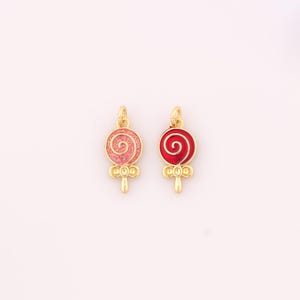 1 pcs Gold Enamel Lollipop Pendant,18K Gold Filled Lollipop Charm,Lollipop Charms DIY Bracelet Necklace Jewelry Making Findings Supply