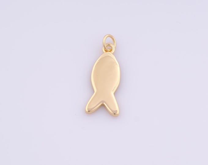1 pcs Gold Fish Pendant,18K Gold Filled Marine Life Charm,Fish Charms DIY Bracelet Necklace Jewelry Making Findings Supply