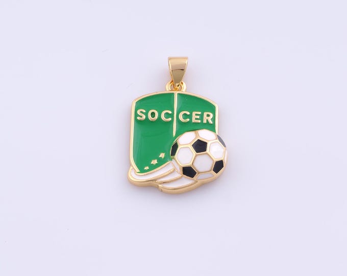 1pcs Enamel Football Team Logo Pendant,18K Gold Filled Soccer Charm,Team Logo Charm DIY Bracelet Necklace Jewelry Making Finding Supply