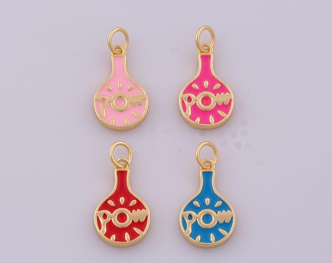 1 pcs Gold Enamel Racket Pendant,18K Gold Filled Sports Charm,Racket Charms DIY Bracelet Necklace Jewelry Making Findings Supply