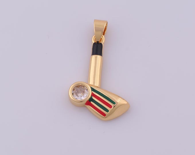 1 pcs Enamel Golf Club Pendant,18K Gold Filled Sports Charm,CZ Golf Charms DIY Bracelet Necklace Jewelry Making Findings Supply
