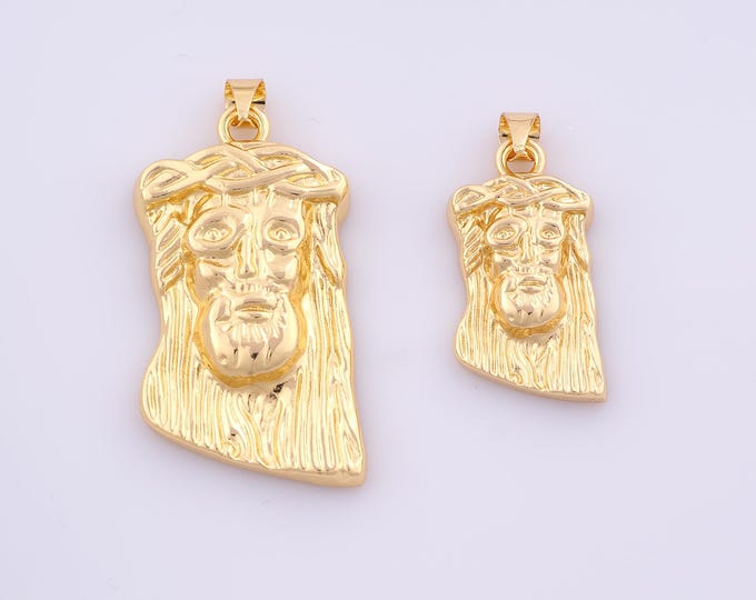 1 pcs Gold Jesus Face Pendant,18K Gold Filled Christian Charm,Jesus Charms DIY Bracelet Necklace Jewelry Making Findings Supply
