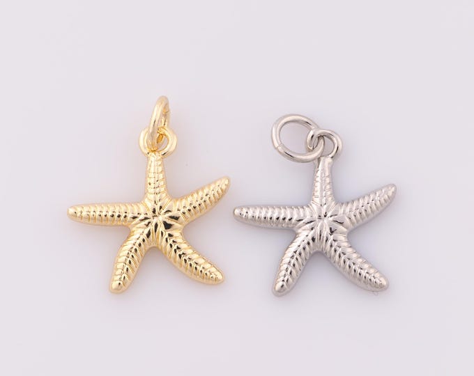 1 pcs Gold Starfish Pendant,18K Gold Filled Minimalist Charm,Starfish Charm DIY Bracelet Necklace Jewelry Making Findings Supply
