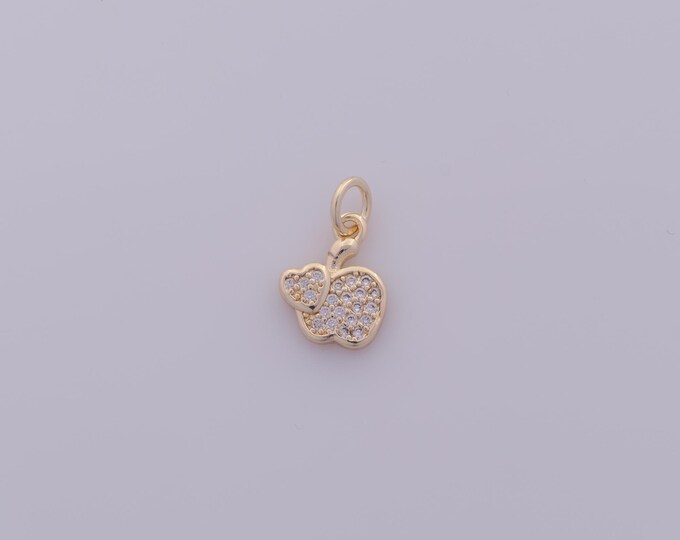 1 pcs Gold CZ Apple Pendant,18K Gold Filled Fruit Charm,Heart Charms DIY Bracelet Necklace Jewelry Making Findings Supply
