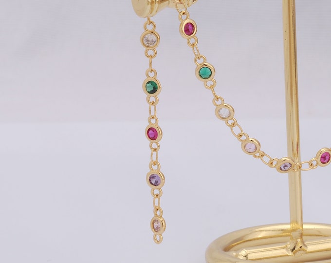 1 Meter Gold Stone Bead Chain, 18K Gold Filled Semi Finished Chain, Specialty Chains, DIY Jewelry Making Supplies