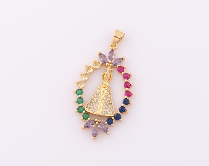 1 pcs Gold CZ Papal Pendant,18K Gold Filled Religion Charm,Christian Charm DIY Bracelet Necklace Jewelry Making Findings Supply