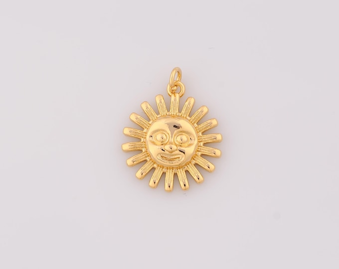 1 pcs Gold Sun Pendant,18K Gold Filled Celestial Charm,Sun Charms DIY Bracelet Necklace Jewelry Making Findings Supply