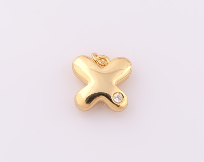 1 pcs Gold CZ X Pendant,18K Gold Filled X Charm,X Charm DIY Bracelet Necklace Jewelry Making Findings Supply