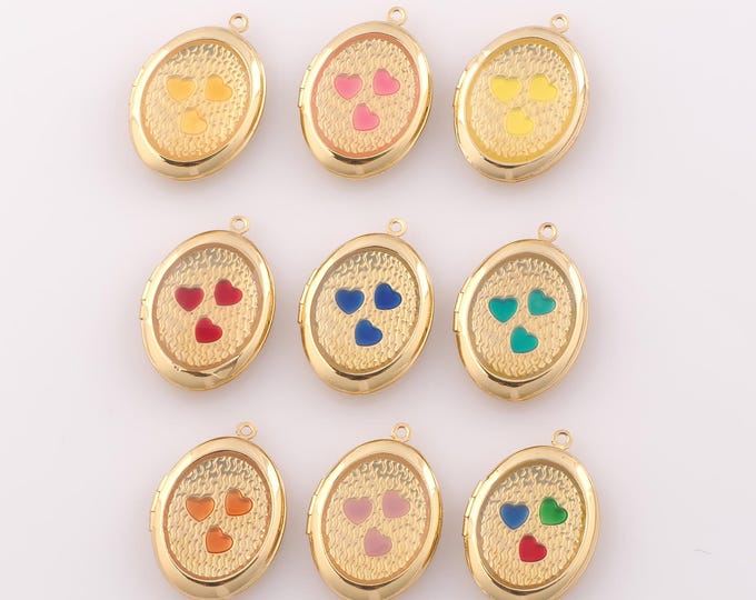1 pcs Gold Heart Pendant,18K Gold Filled Photo Frame Charm,Heart Charm DIY Bracelet Necklace Jewelry Making Findings Supply