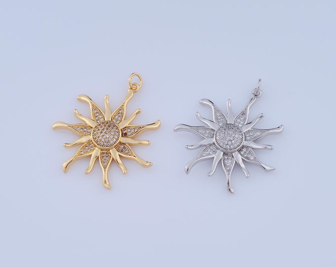 1 pcs Gold CZ Sun Pendant,18K Gold Filled Sun Charm,Sun Charm DIY Bracelet Necklace Jewelry Making Findings Supply