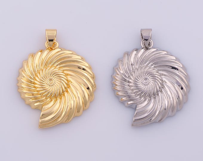 1 pcs Gold Snail Shell Pendant,18K Gold Filled Shell Charm,Snail Shell Charms DIY Bracelet Necklace Jewelry Making Findings Supply