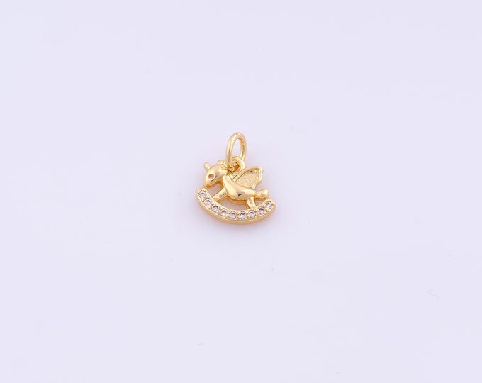 1 pcs Gold CZ Unicorn Pendant,18K Gold Filled Unicorn Charm,Unicorn Charms DIY Bracelet Necklace Jewelry Making Findings Supply